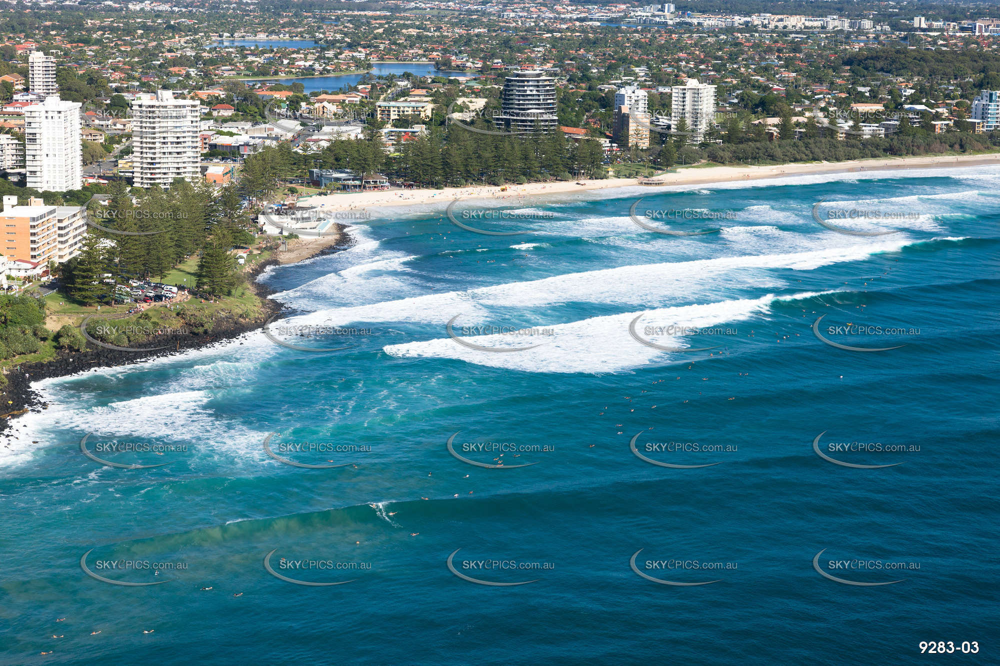 Aerial Photo Burleigh Heads Surf Break QLD Aerial Photography