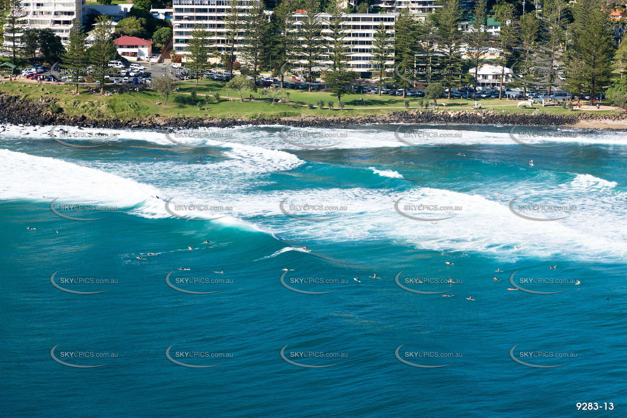 Aerial Photo Burleigh Heads Surf Break QLD Aerial Photography