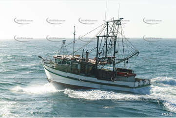 A Prawn Trawler Heading Out To Sea NSW Aerial Photography