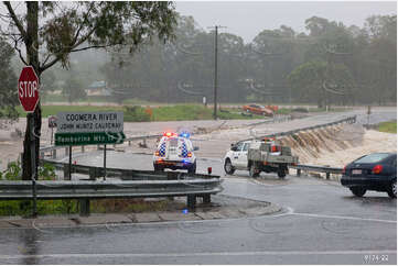 Flooded Road with 4WD QLD Aerial Photography