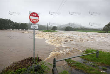 Flooded Road with 4WD QLD Aerial Photography