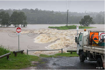 Flooded Road with 4WD QLD Aerial Photography