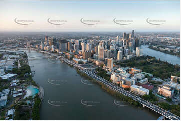 Aerial Photo of Brisbane CBD at Sunset QLD Aerial Photography