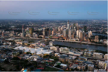 Aerial Photo of Brisbane City & South Bank at Last Light QLD Aerial Photography