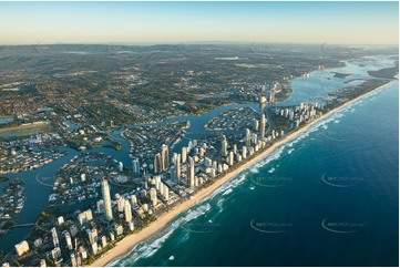 Sunrise High Altitude Aerial Photo Surfers Paradise QLD Aerial Photography