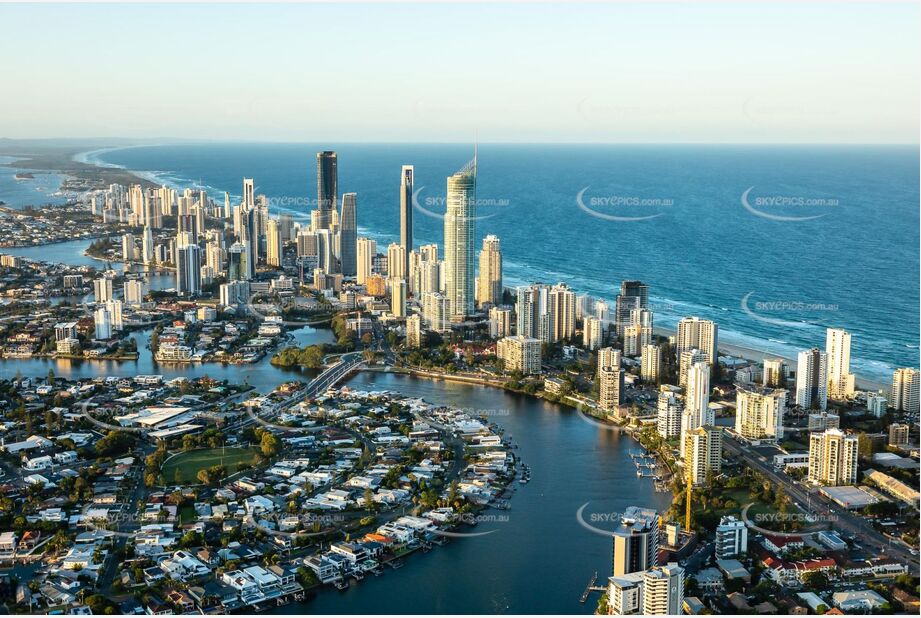 Sunset Aerial Photo Surfers Paradise QLD Aerial Photography