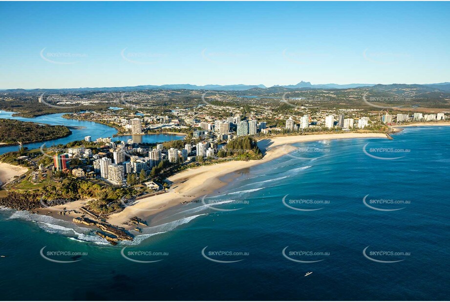 Sunrise Aerial Photo Rainbow Bay Coolangatta QLD