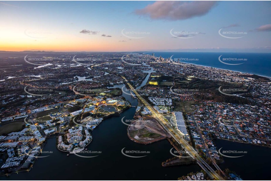 Last Light Aerial Photo Varsity Lakes QLD