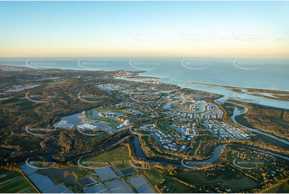 Sunset Aerial Photo Pelican Waters QLD Aerial Photography