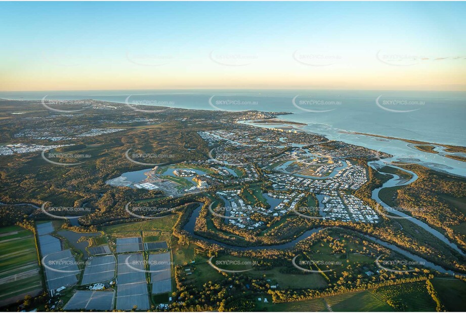 Sunset Aerial Photo Pelican Waters QLD Aerial Photography