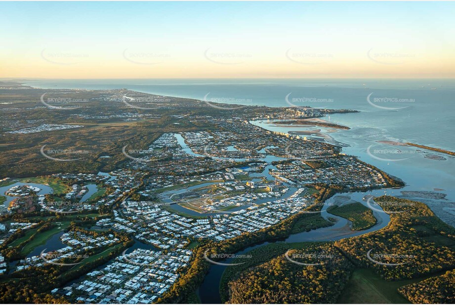 Sunset Aerial Photo Pelican Waters QLD Aerial Photography