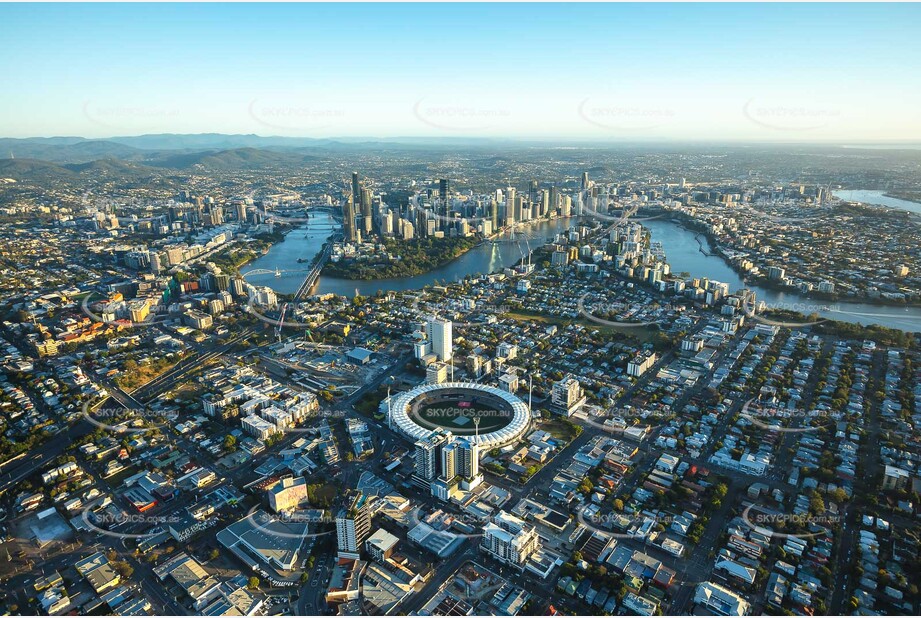 Sunrise Aerial Photo Woolloongabba QLD Aerial Photography