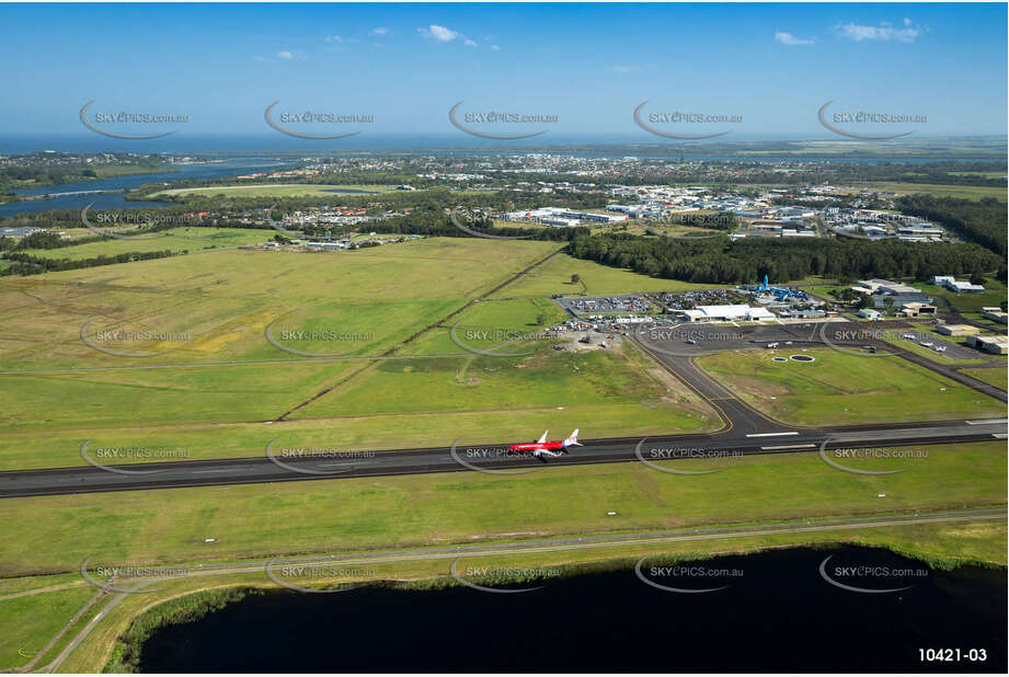 A Virgin Jet Taking Off at Ballina Airport Aerial Photography