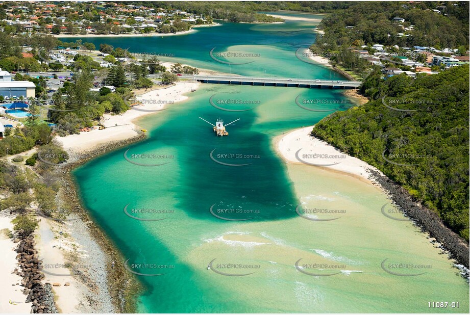 Sand Dredging in Tallebudgera Creek Palm Beach QLD Aerial Photography