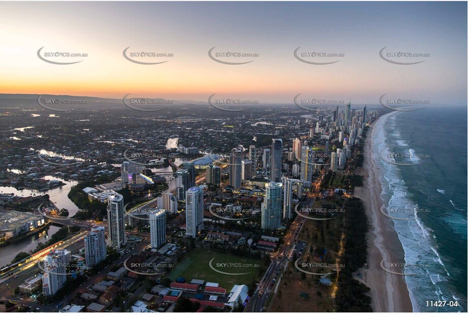 Broadbeach at Last Light QLD Aerial Photography