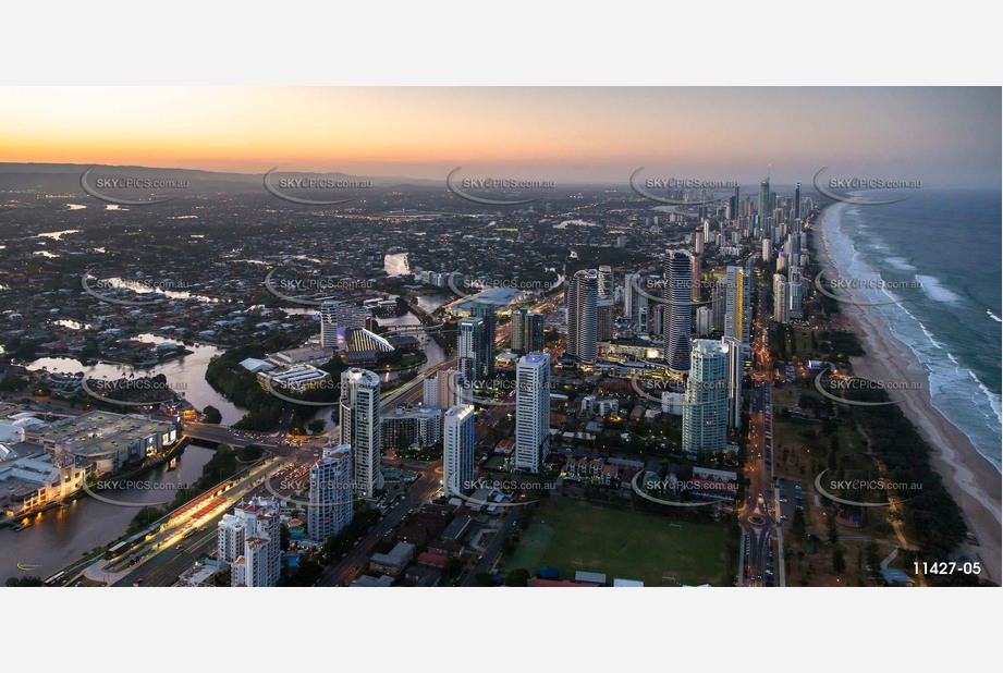 Broadbeach at Last Light QLD Aerial Photography