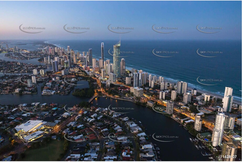 Cavill Avenue Surfers Paradise at Last Light QLD Aerial Photography