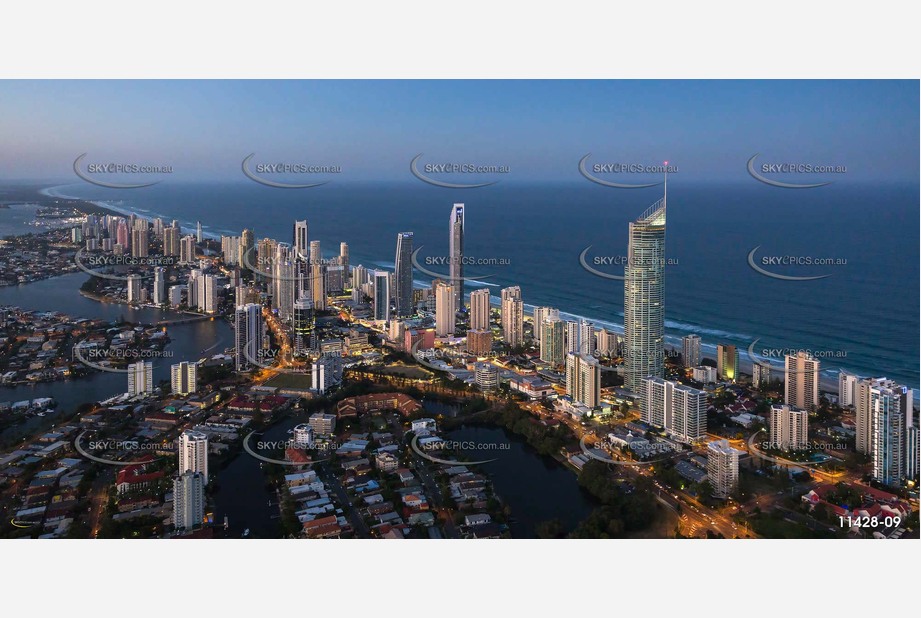 Cavill Avenue Surfers Paradise at Last Light QLD Aerial Photography