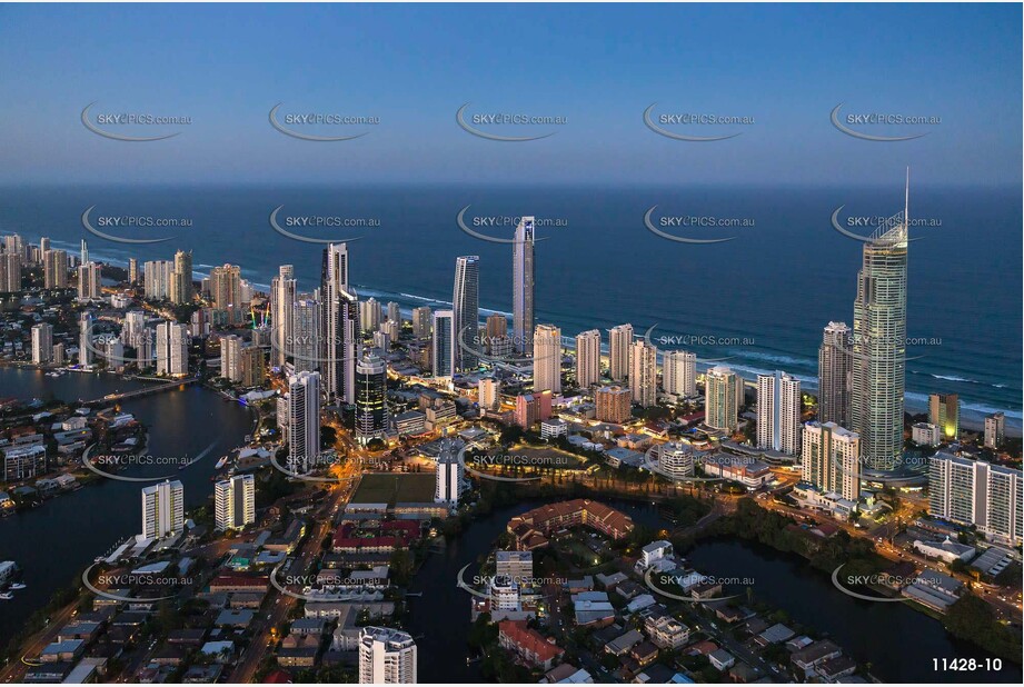 Cavill Avenue Surfers Paradise at Last Light QLD Aerial Photography