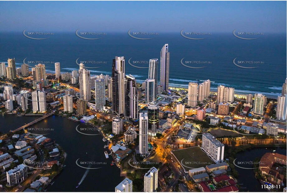 Cavill Avenue Surfers Paradise at Last Light QLD Aerial Photography