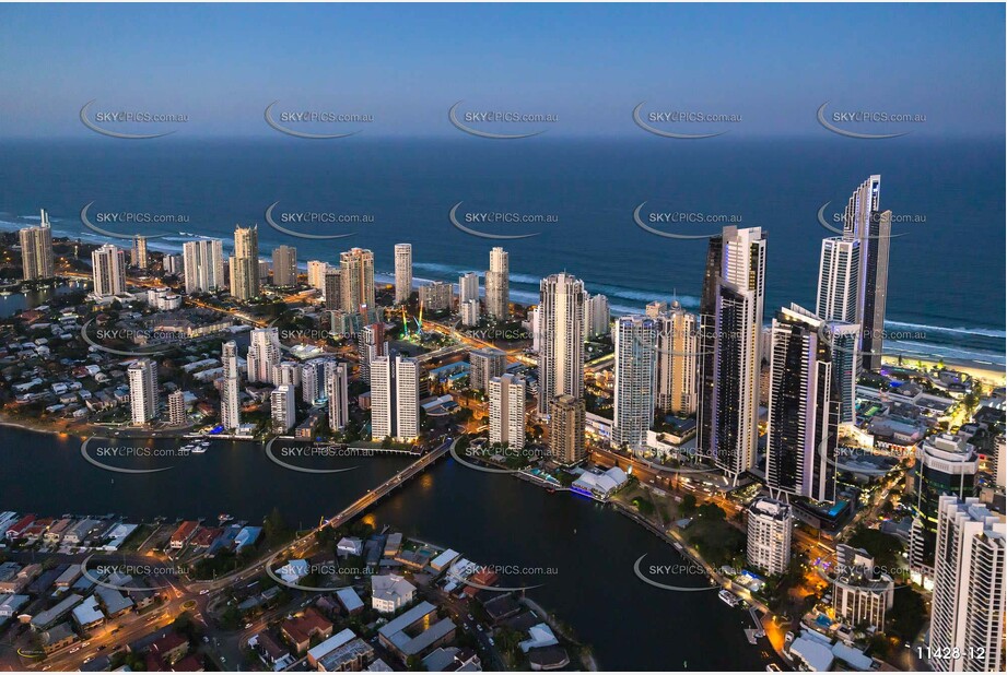 Cavill Avenue Surfers Paradise at Last Light QLD Aerial Photography