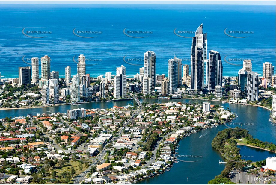 Chevron Island at Surfers Paradise QLD Aerial Photography