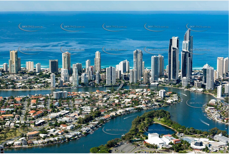 Chevron Island at Surfers Paradise QLD Aerial Photography