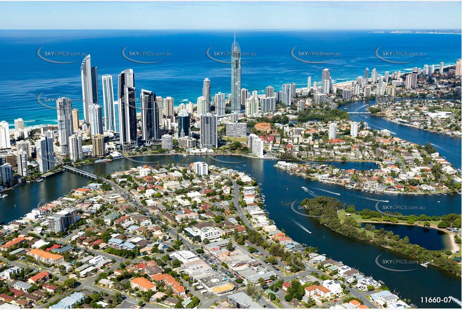 Chevron Island at Surfers Paradise QLD Aerial Photography