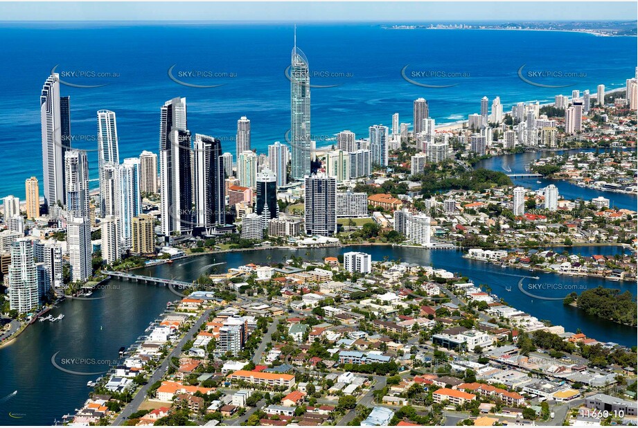 Chevron Island at Surfers Paradise QLD Aerial Photography