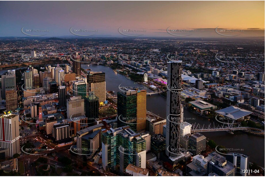 Brisbane City At Dusk QLD Aerial Photography