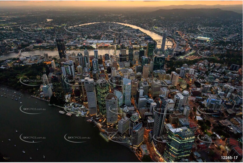 Brisbane City At Dusk QLD Aerial Photography