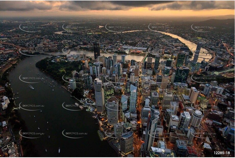 Brisbane City At Dusk QLD Aerial Photography