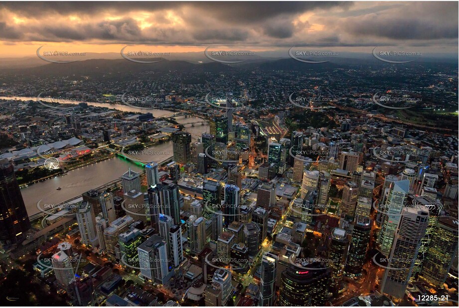 Brisbane City At Dusk QLD Aerial Photography