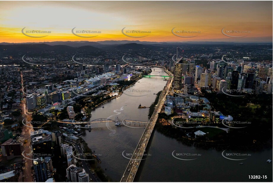 Brisbane City at Last Light QLD Aerial Photography