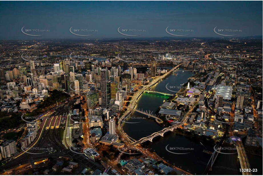 Brisbane City at Last Light QLD Aerial Photography