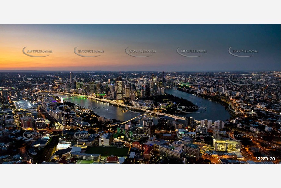 Brisbane City at Last Light QLD Aerial Photography