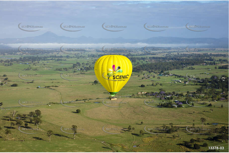 Hot Air Balloon Flying Over The Scenic Rim Aerial Photography