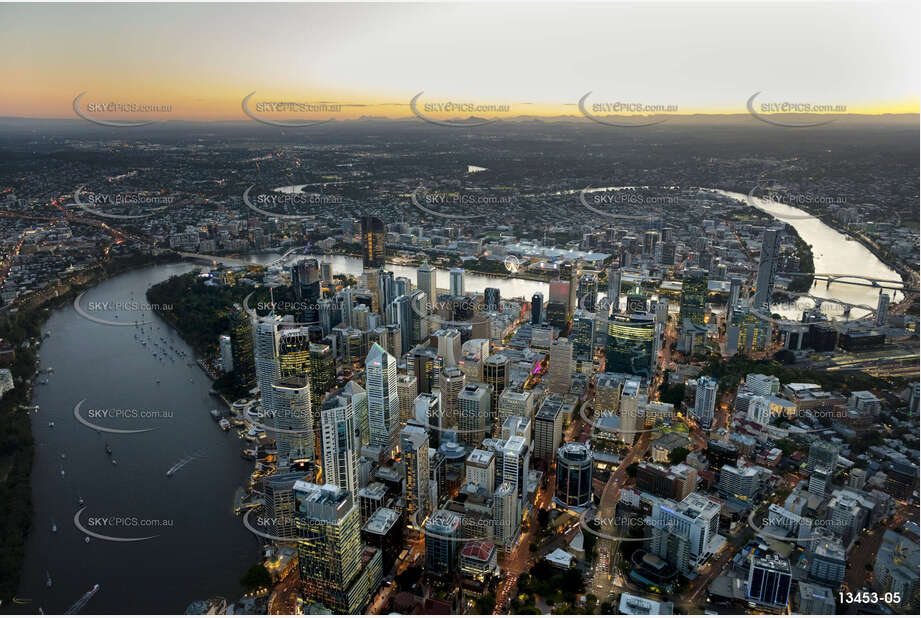 Night Aerial Photo Brisbane City QLD Aerial Photography