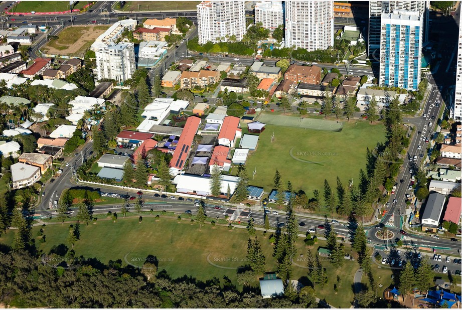 Aerial Photo Showing Broadbeach State School QLD Aerial Photography