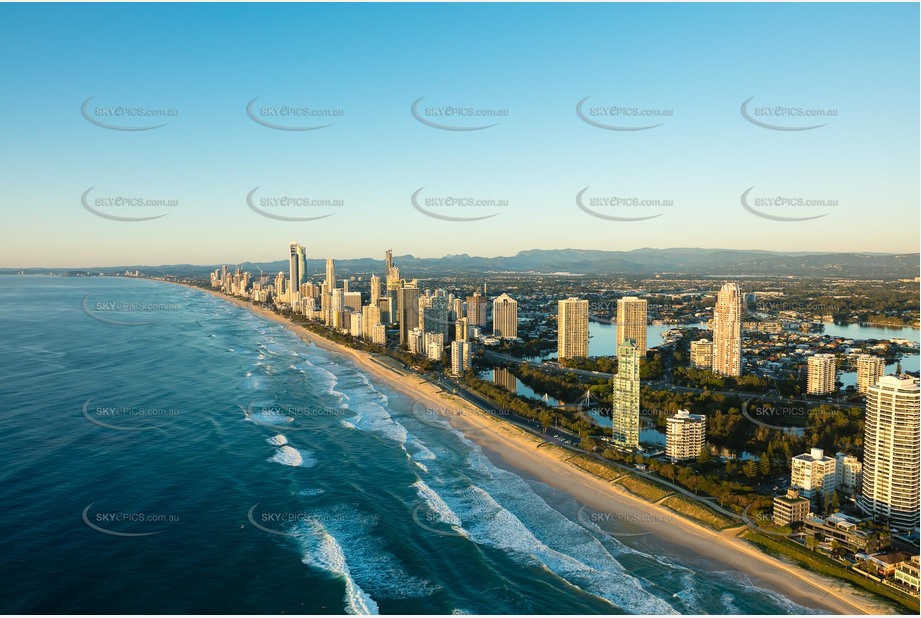 Sunrise Aerial Photo Main Beach QLD Aerial Photography