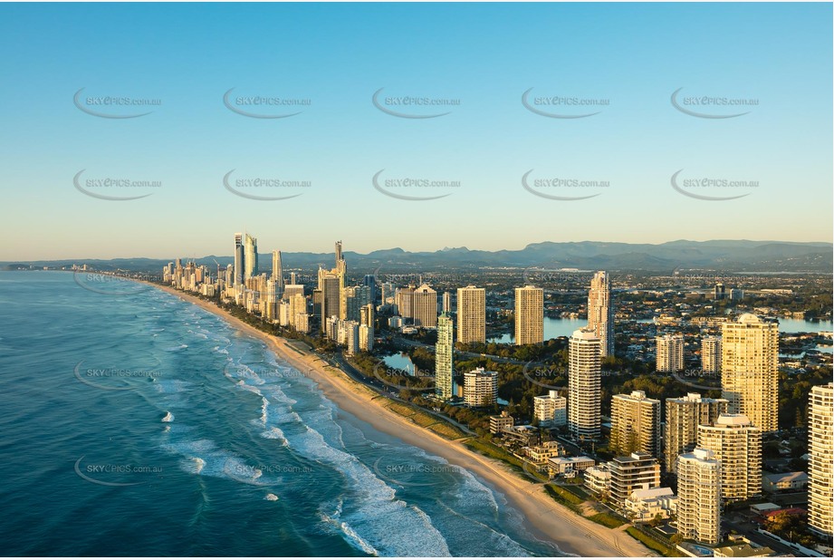 Sunrise Aerial Photo Main Beach QLD Aerial Photography