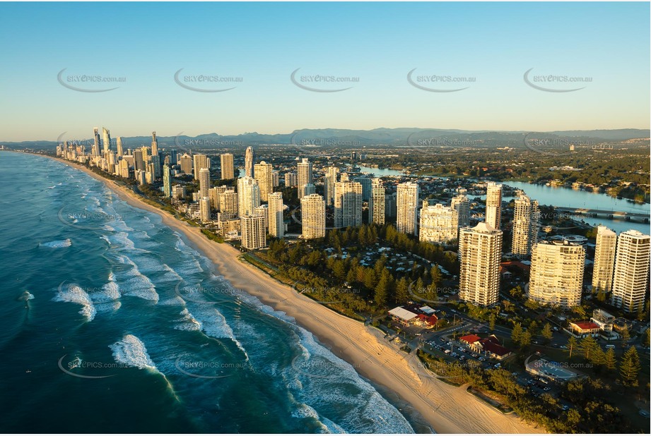 Sunrise Aerial Photo Main Beach QLD Aerial Photography