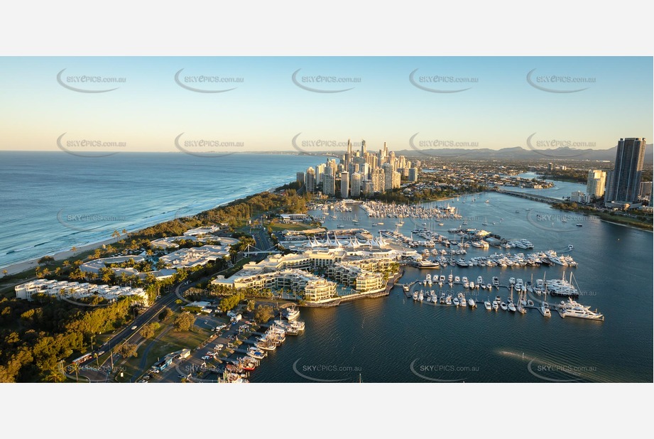 Sunset Aerial Photo Main Beach QLD Aerial Photography