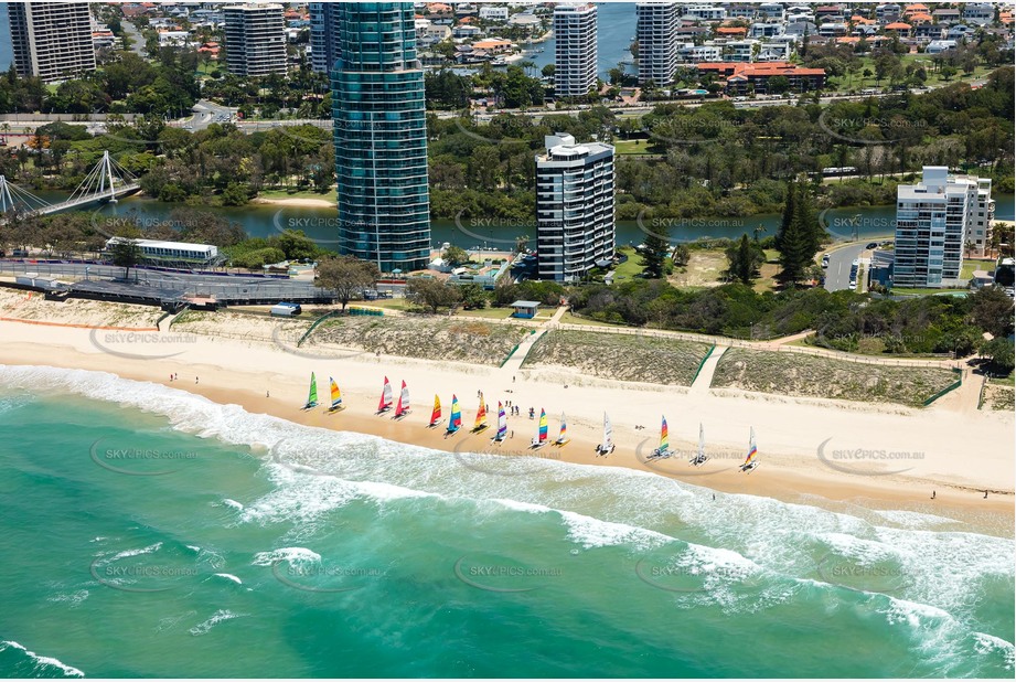 Hobie Cats on Main Beach Gold Coast QLD Aerial Photography