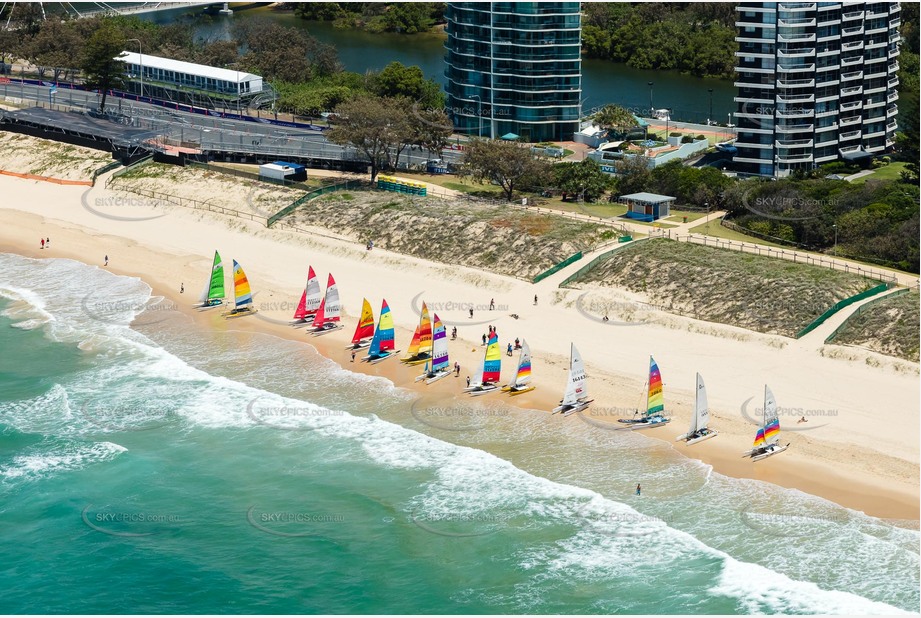 Hobie Cats on Main Beach Gold Coast QLD Aerial Photography