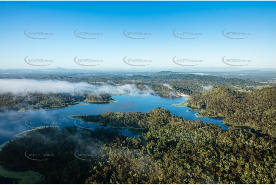 Morning Fog at Lake Manchester QLD Aerial Photography