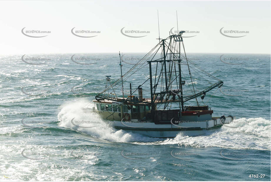 A Prawn Trawler Heading Out To Sea NSW Aerial Photography