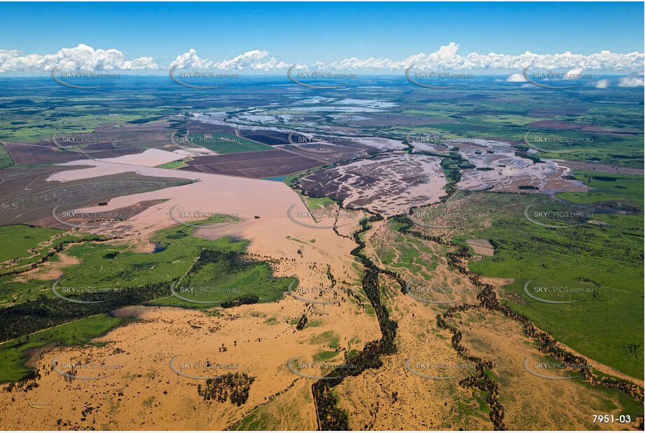 Comet River in flood. Aerial Photography