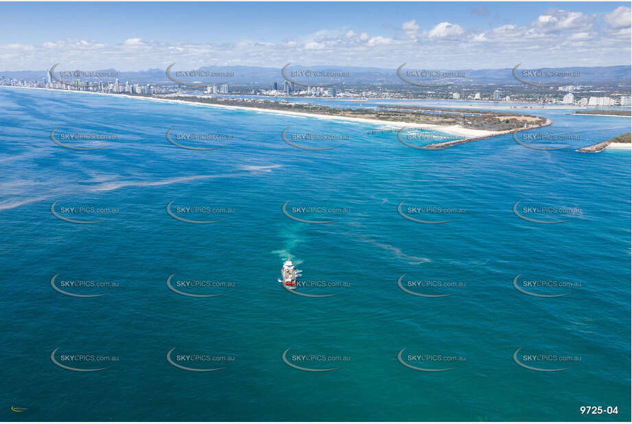 MV Port Frederick Dumping Sand off the Gold Coast QLD Aerial Photography