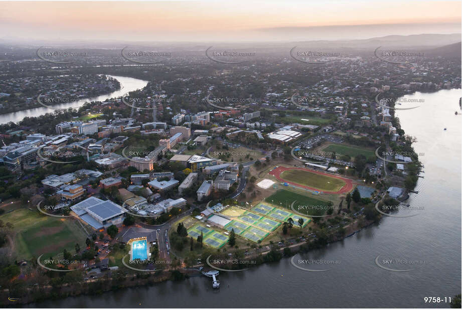 Aerial Photo The University of Queensland at Dusk QLD Aerial Photography